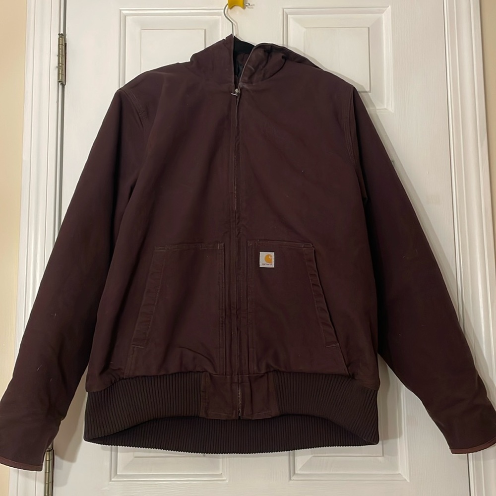 Carhartt Duck Canvas Quilted lined Hooded Zip Up Jacket.